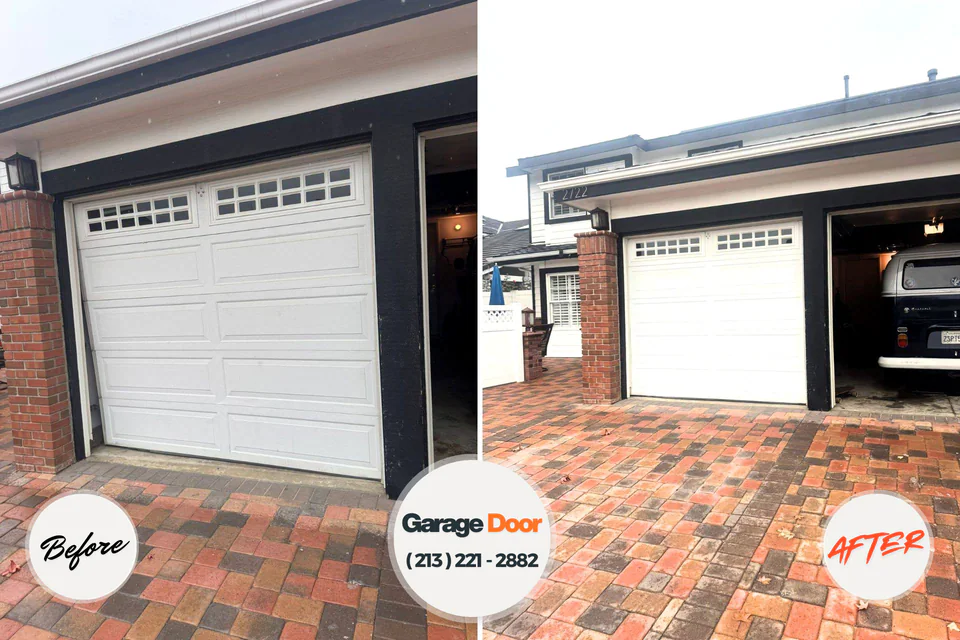Before and after: garage door spring repair Daisetta, TX
